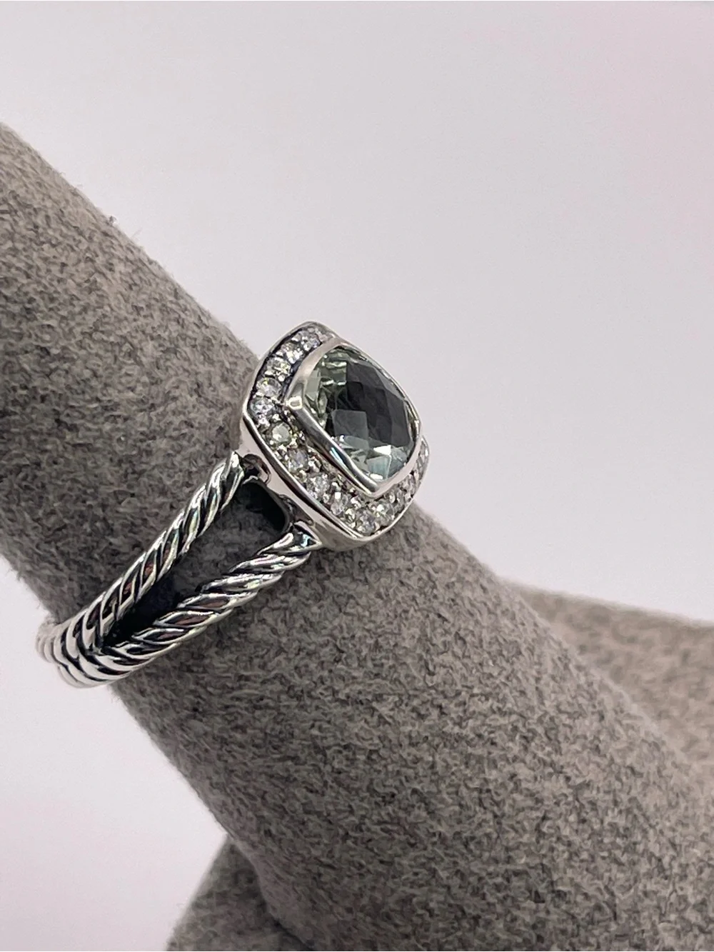 David Yurman Petite Albion Ring with Prasiolite and Diamonds